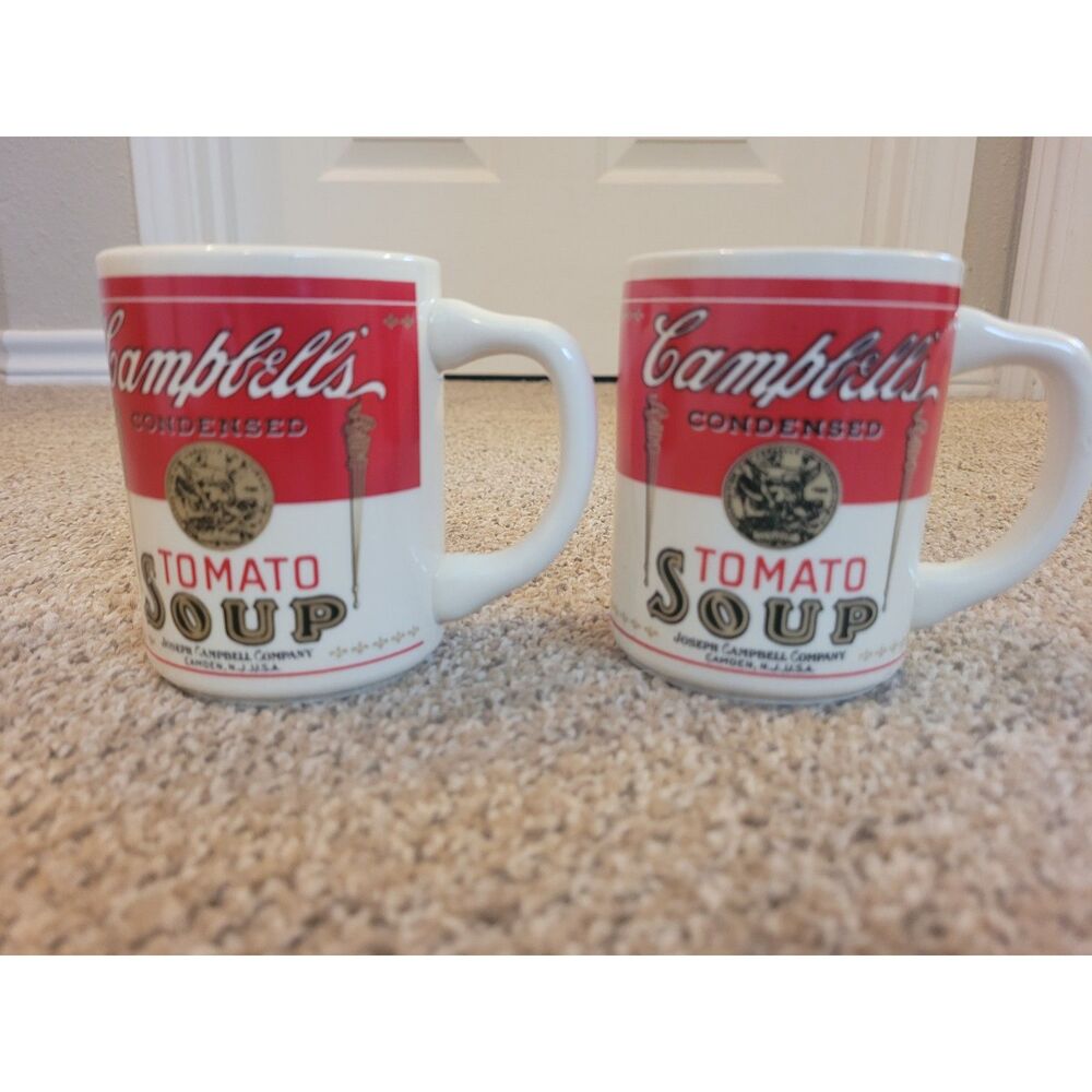 Vintage Campbell's Tomato Soup Ceramic Mug Set of 2 USA Coffee Cups